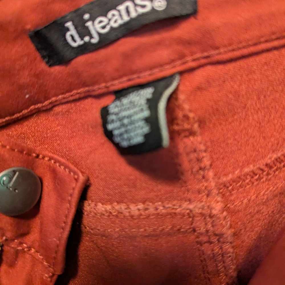 D Jeans Dark Rust Cropped High Waist Stretch Cotton Denim Jeans Sz 14 - Picture 2 of 5